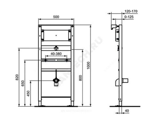 Инсталляция для писсуара без кнопки смыва PROSYS Ideal Standard R016367