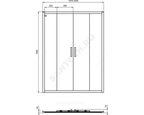 Дверь душевая CONNECT 2 Sliding door 1500х1950 мм Ideal Standard K968701