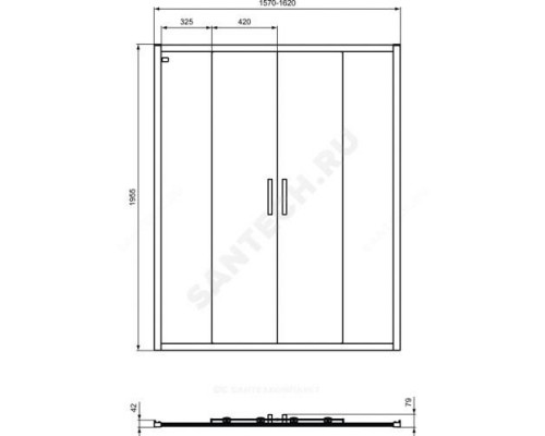 Дверь душевая CONNECT 2 Sliding door 1600х1950 мм Ideal Standard K968801