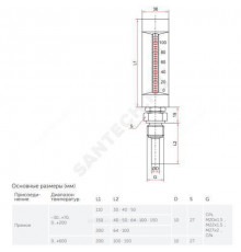 Термометр жидкостной виброустойчивый прямой L=150мм G1/2