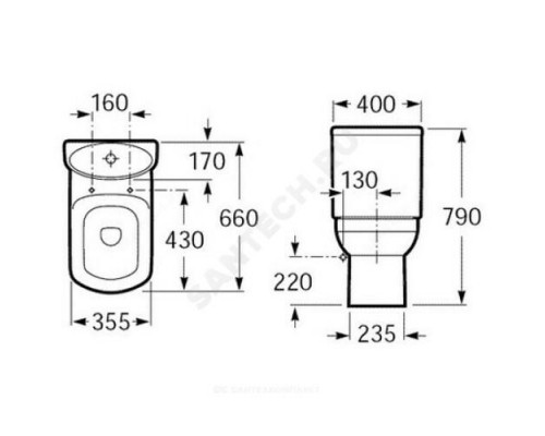 Бачок для унитаза нижний подвод 2/реж белый Dama Senso Roca 341517000