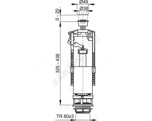 Арматура для высокого бачка сливная кнопка хром старт-стоп Alca Plast A05-CHROM