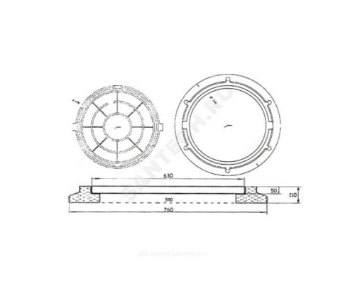 Люк полимер (средний) серый круглый 760х630 h=110мм 60кН Сантехкомплект