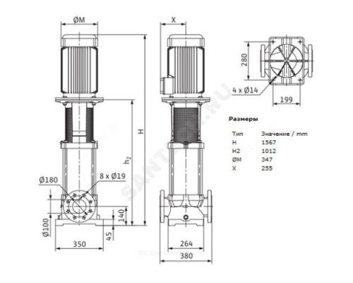 Насос многоступенчатый вертикальный MVI 7005-3/16/E/3-400-50-2 PN16 3х400В/50 Гц Wilo 4071178