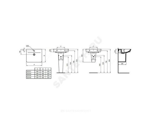 Умывальник подвесной CONNECT AIR Cube 60 1 отверстие под смеситель по центру Ideal Standard E074201