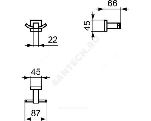 Крючок двойной для одежды IOM Square Ideal Standard E2193AA