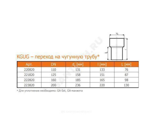 Переход НПВХ на чугун коричневый Дн 160 б/нап б/манжеты KGUG Ostendorf 222820