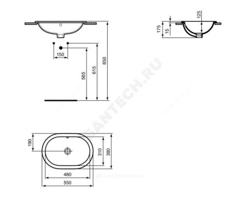 Умывальник мебельный CONNECT 55 без отверстия под смеситель Ideal Standard E504701