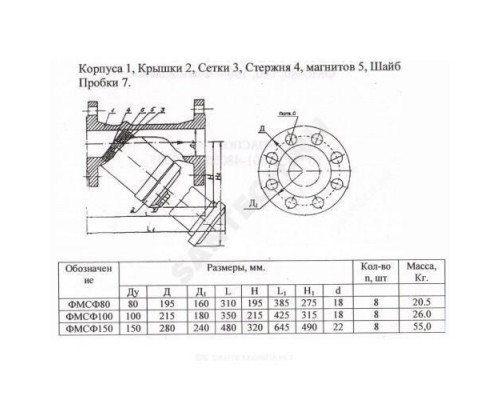 Фильтр магнитный сетчатый Y-образный чугун Ду 80 Ру16 фл ФМФ Луидор