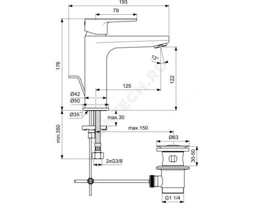 Смеситель для умывальника одноручный CERAFINE O Ideal Standard BC699XG .