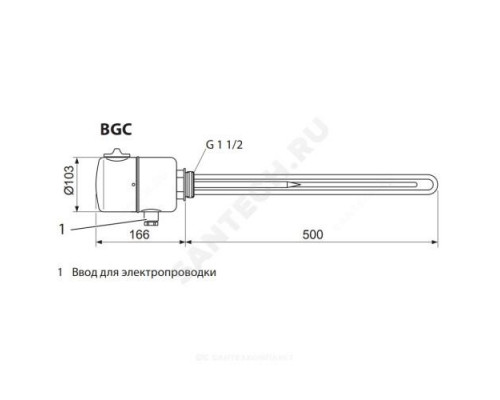 Элемент нагревательный BGC для бойлеров SB (кроме SB 650/3 AC) 1,0/2,0/3,0/4,0/5,7кВт Stiebel Eltron 075115