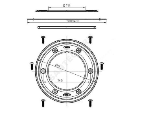 Фланец для трапов 196х114мм с полотном из термопластичного эластомера 400х500мм HL HL83.M