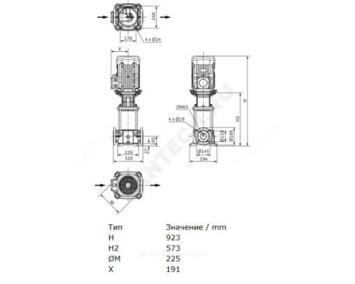 Насос многоступенчатый вертикальный HELIX FIRST V 3603/1-5/16/E/S/400-50 PN16 3х400В/50 Гц Wilo 4183389