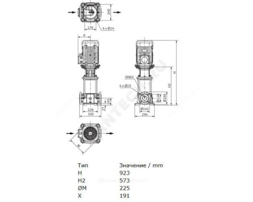 Насос многоступенчатый вертикальный HELIX FIRST V 3603/2-5/16/E/S/400-50 PN16 3х400В/50 Гц Wilo 4183388