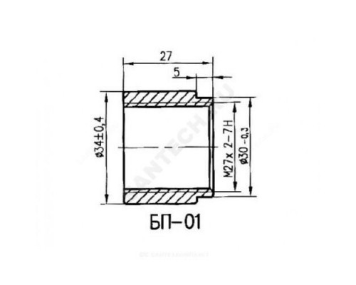 Бобышка сталь оц БП-01 для термометра вварная М27х2 L=27мм ВР Багория