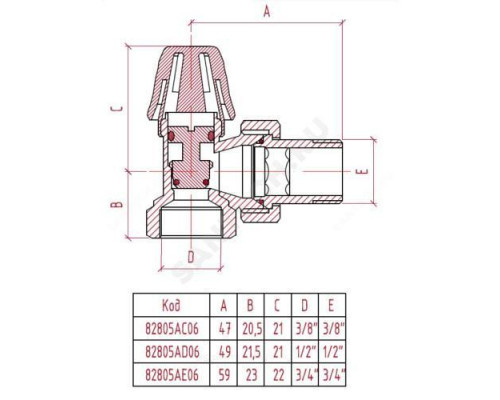 Клапан запорный для радиатора 805 Ду 20 Ру10 ВР угловой Icma 82805AE06