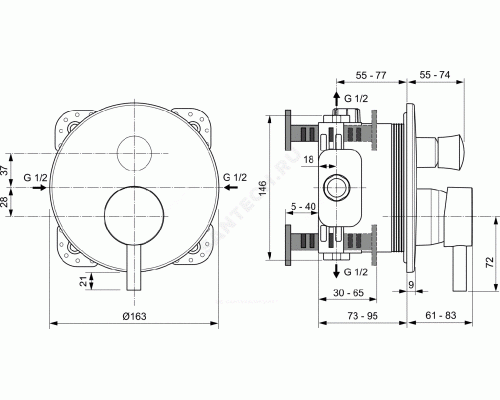 Смеситель для ванны с душем одноручный CERALINE Ideal Standard A7389XG