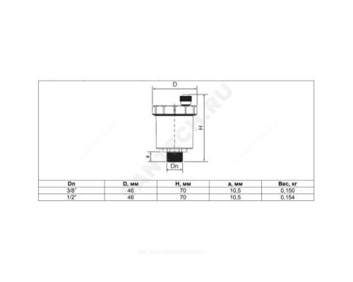 Воздухоотводчик автоматический латунь Ду 10 Ру10 R3/8