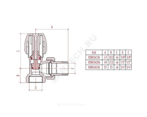 Клапан ручной регулировки для радиатора 803 Ду 20 Ру10 ВР угловой Icma 82803AE06