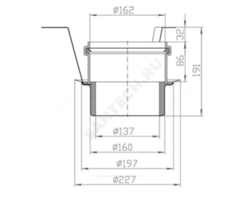 Муфта противопожарная Дн 162 для трапов и воронок серии HL317/1, HL3100, HL62 HL HL870